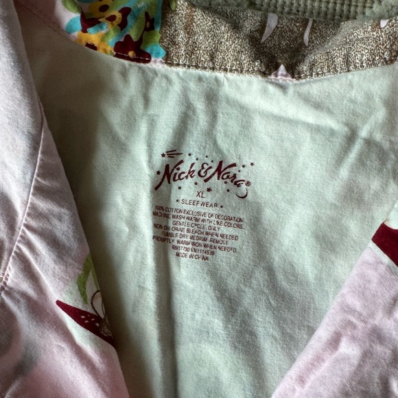 Nick & Nora Pink Sock Monkey Print 2 Piece Pajama Set Size XL Loungewear Casual - Picture 5 of 12